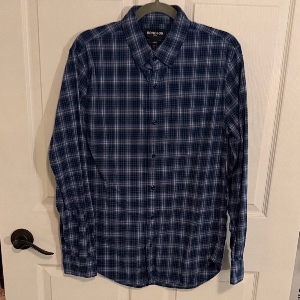 Bonobos Men's Navy Checkered Shirt
